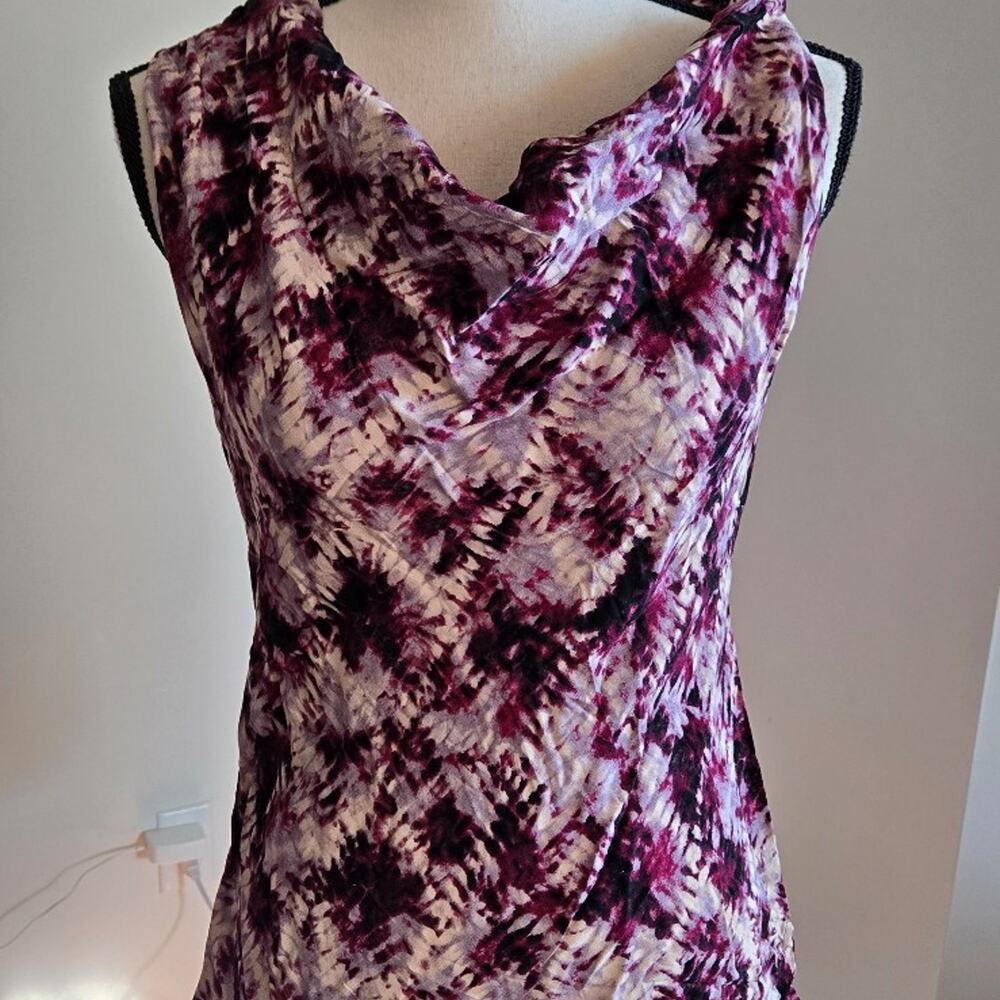 NWT Evereve | Kayla Asymmetric Tank Top in Purple Abstract Print Size Small